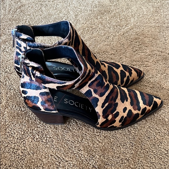 Sole Society Animal Print Ankle Booties - Picture 2 of 6